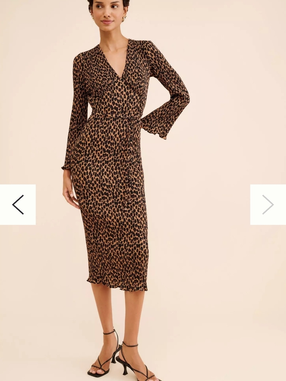 Never Fully Dressed  Leopard Celeste Print  Midi Dress - Brown Never Worn